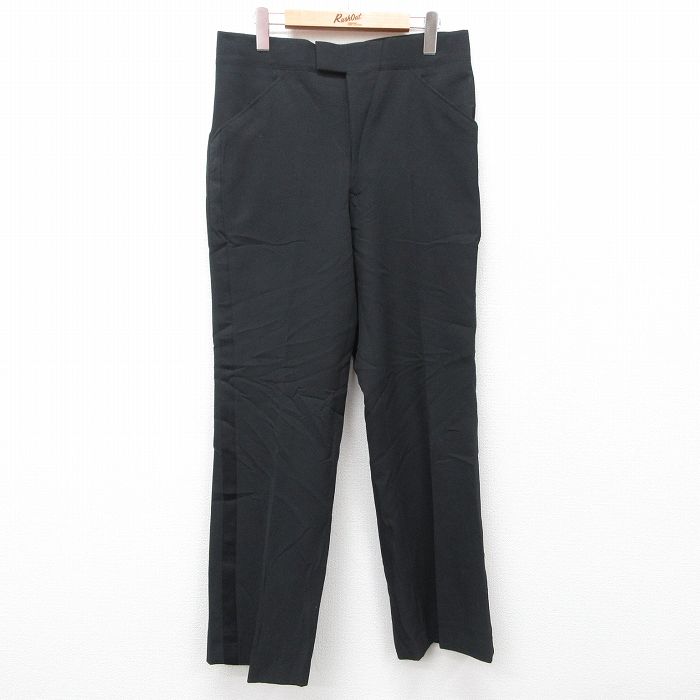 W32★古着 スラックス パンツ メンズ 80年代 80s タロン 黒 ブラック 25feb01 中古 ボトムス ロング