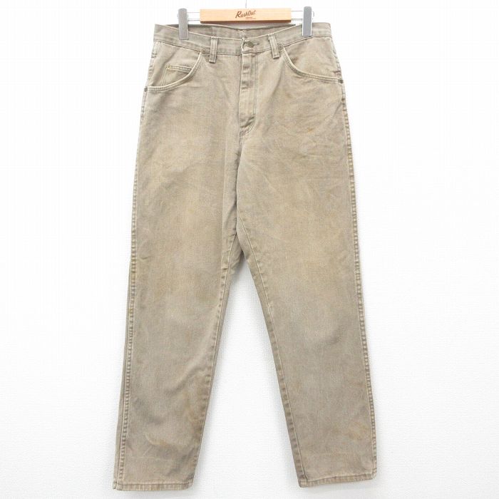W30★古着 ラングラー Wrangler ジーンズ メンズ 00年代 00s ベージュ カーキ デニム 25feb01 中古 ボトムス ジーパン Gパン ロング パンツ