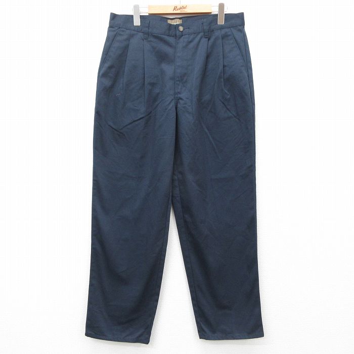 W33★古着 チノ パンツ チノパン メンズ 濃紺 ネイビー 25feb01 中古 ボトムス ロング