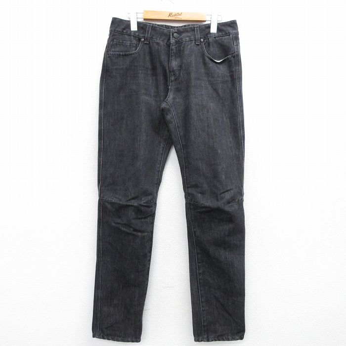 W33★古着 ジーンズ メンズ イタリア製 黒 ブラック デニム 25feb03 中古 ボトムス ジーパン Gパン ロング パンツ