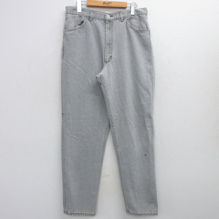 W35★古着 リー Lee ジーンズ メンズ 90年代 90s コットン USA製 グレー デニム 25feb03 中古 ボトムス ジーパン Gパン ロング パンツ