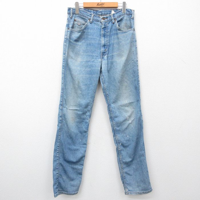 W32★古着 リーバイス Levis ジーンズ メンズ 90年代 90s ヒゲ 紺 ネイビー デニム 25feb03 中古 ボトムス ジーパン Gパン ロング パンツ