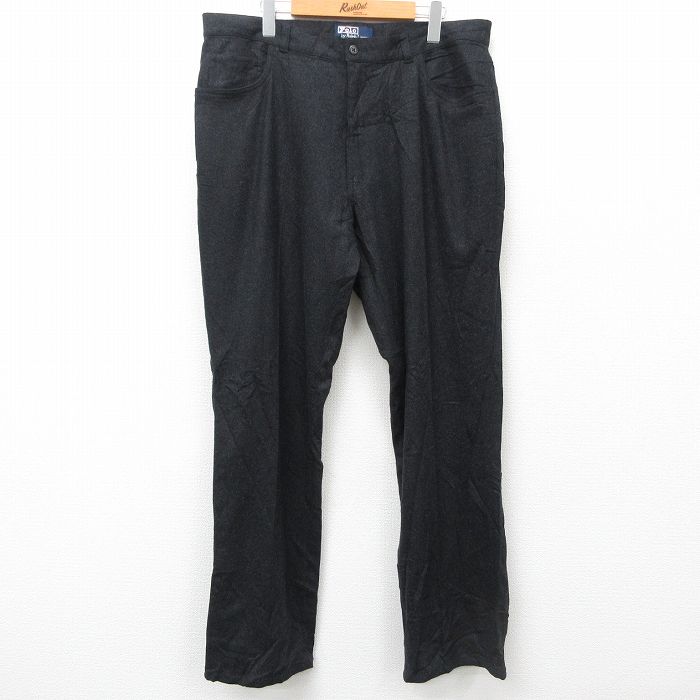 W38★古着 ラルフローレン Ralph Lauren ブランド パンツ メンズ 90年代 90s ウール 濃グレー 25feb03 中古 ボトムス ロング
