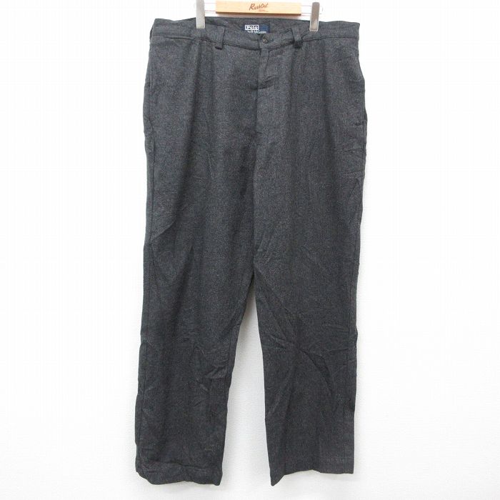 W38★古着 ラルフローレン Ralph Lauren ブランド パンツ メンズ 90年代 90s ウール グレー 25feb03 中古 ボトムス ロング