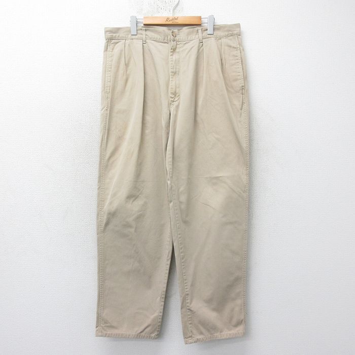 W38★古着 ラルフローレン Ralph Lauren ブランド チノ パンツ チノパン メンズ 90年代 90s コットン USA製 ベージュ カーキ 【spe】 25feb04 中古 ボトムス ロング