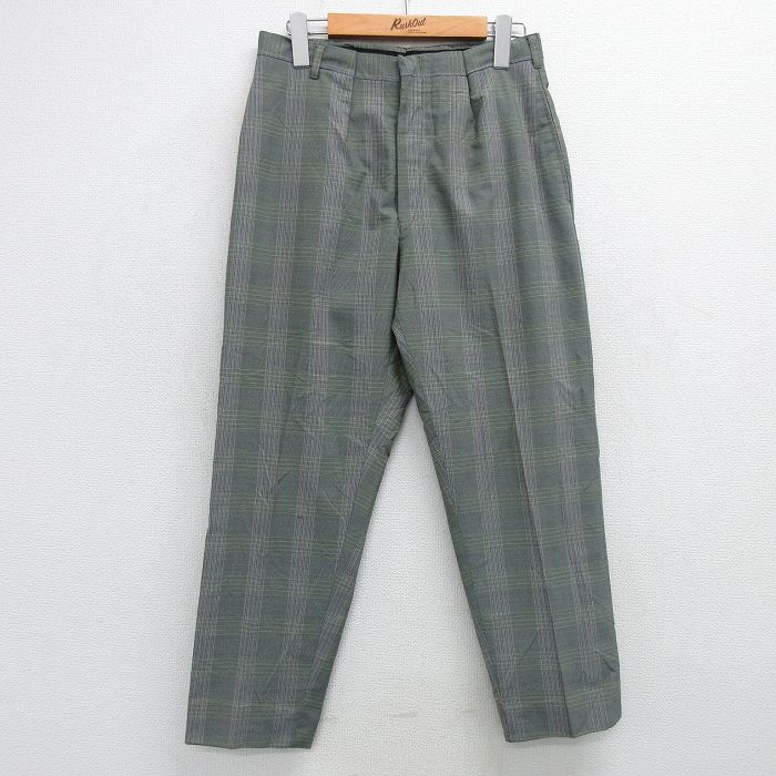 W28★古着 リーバイス Levis スラックス パンツ メンズ 80年代 80s スタプレ タロン 薄緑他 グリーン チェック 【spe】 25feb05 中古 ボトムス ロング