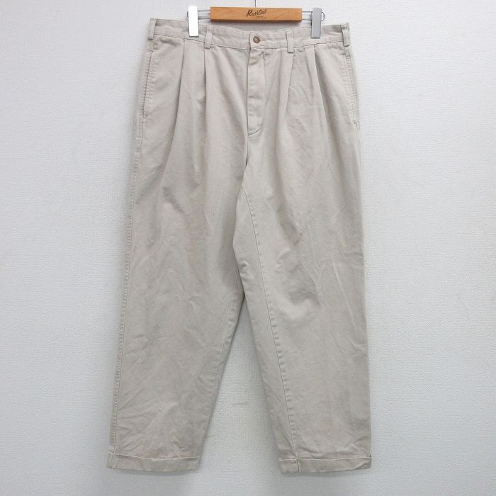 W34★古着 ブルックスブラザーズ BROOKS BROTHERS ブランド チノ パンツ チノパン メンズ コットン ベージュ カーキ 25feb05 中古 ボトムス ロング