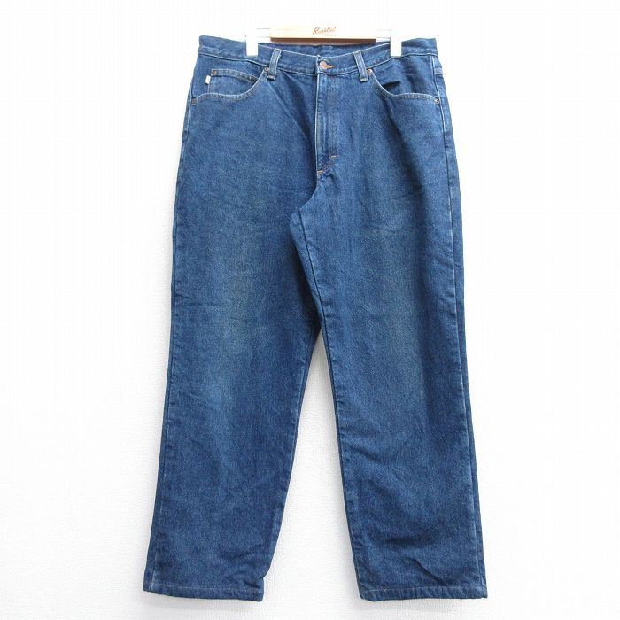 W36★古着 エルエルビーン LLBEAN ジーンズ メンズ 00年代 00s コットン 紺 ネイビー デニム 内側フランネル 25feb05 中古 ボトムス ジーパン Gパン ロング パンツ