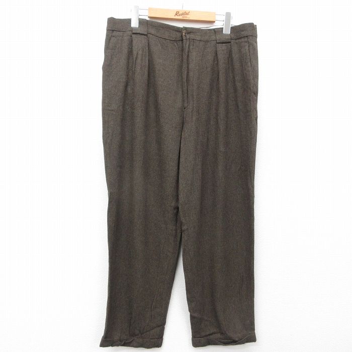 W36★古着 ペリーエリス パンツ メンズ 茶 ブラウン 25feb05 中古 ボトムス ロング