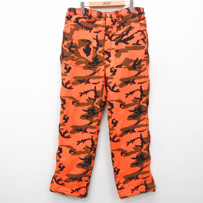 W35★古着 ハンティング ベイカー パンツ メンズ 90年代 90s オレンジ他 迷彩 25feb05 中古 ボトムス ロング