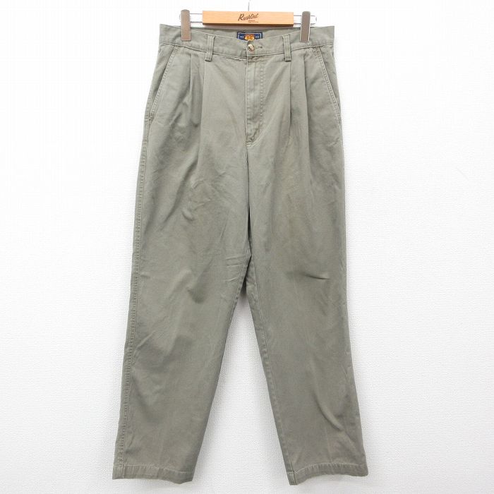 【20%OFF】W31★古着 ルート66 チノ パンツ チノパン メンズ 00年代 00s コトン 薄緑系 グリーン 25feb05 中古 ボトムス ロング