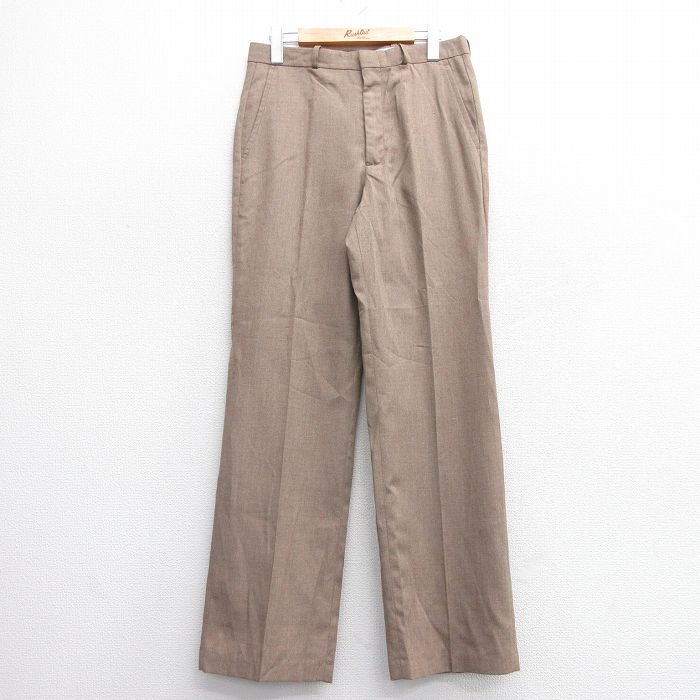 W32★古着 FARAH スラックス パンツ メンズ 80年代 80s ウール ベージュ系 カーキ 25feb06 中古 ボトムス ロング