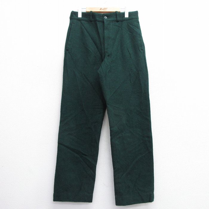 W32★古着 ジョンソン JOHNSON パンツ メンズ 90年代 90s ウール 緑 グリーン 25feb06 中古 ボトムス ロング