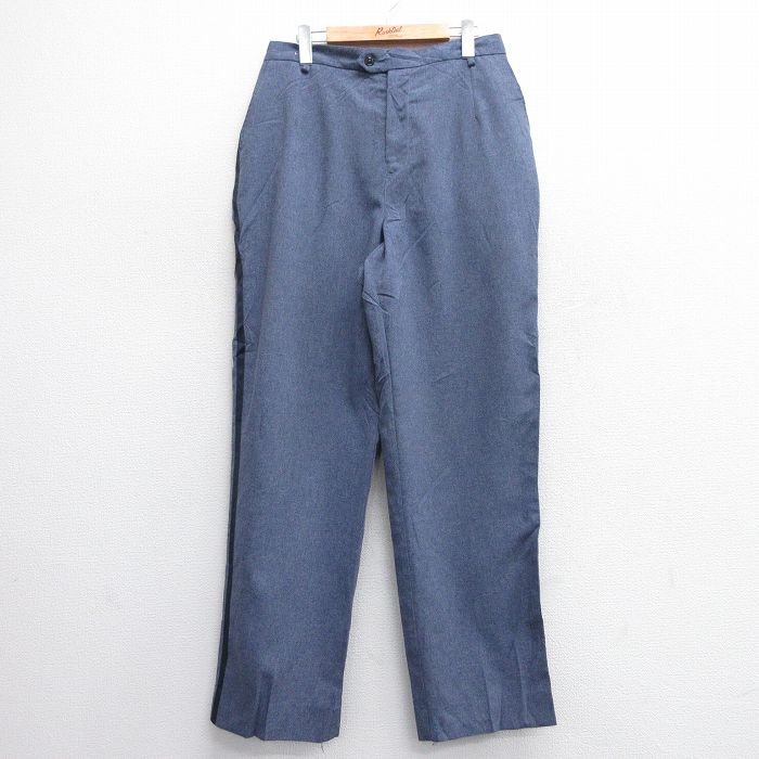 W32★古着 パンツ メンズ USA製 薄紺 ネイビー 25feb06 中古 ボトムス ロング