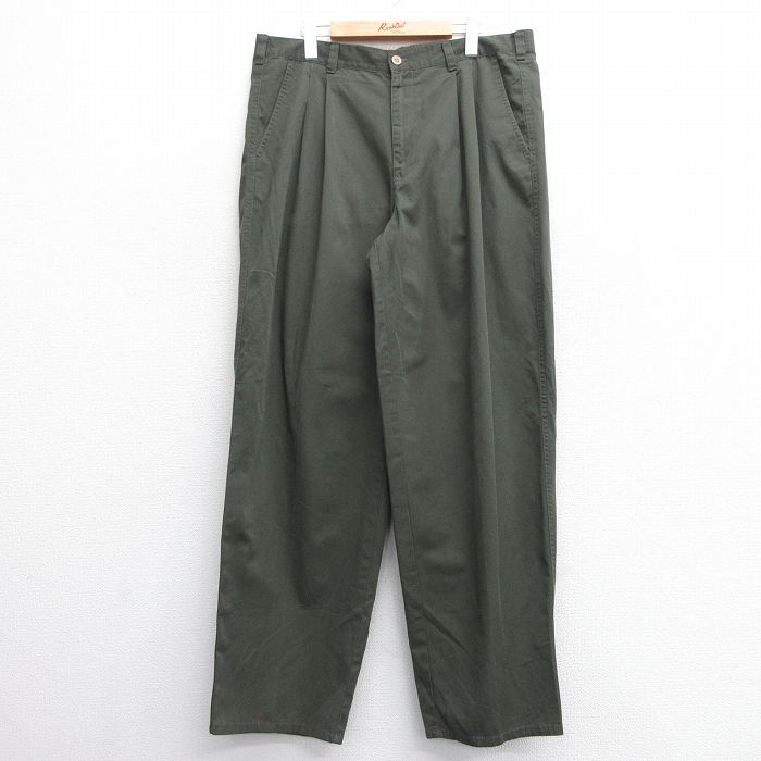 W36★古着 ベーシックエディションズ パンツ メンズ 00年代 00s 濃緑 グリーン 25feb06 中古 ボトムス ロング