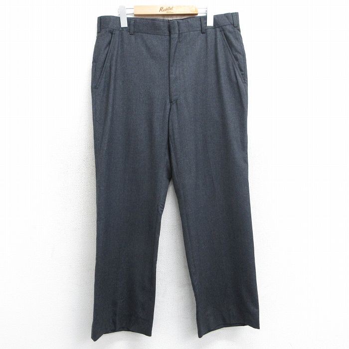 W36★古着 スラックス パンツ メンズ 80年代 80s ウール USA製 タロン 濃グレー 25feb07 中古 ボトムス ロング