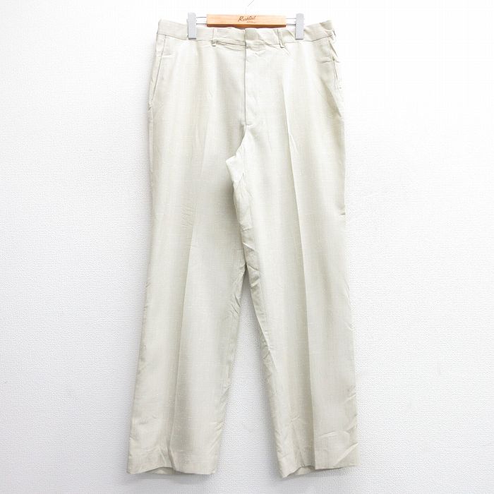 W36★古着 HAGGAR スラックス パンツ メンズ 90年代 90s USA製 ベージュ カーキ 25feb07 中古 ボトムス ロング