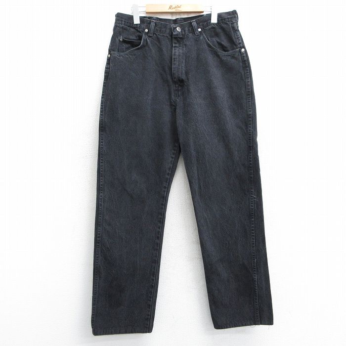 W34★古着 ラングラー Wrangler ジーンズ メンズ 00年代 00s コットン 黒 ブラック デニム 【spe】 25feb08 中古 ボトムス ジーパン Gパン ロング パンツ