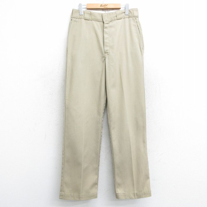 W32★古着 ディッキーズ Dickies ワーク パンツ メンズ 90年代 90s 874 USA製 タロン ベージュ カーキ 25feb08 中古 ボトムス ロング