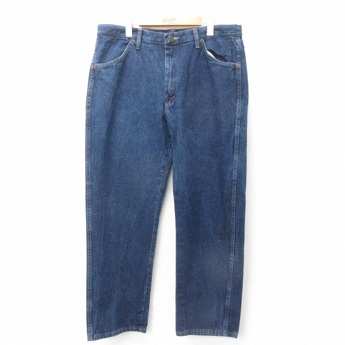 W38★古着 ラスラー ジーンズ メンズ コットン 紺 ネイビー デニム 25feb10 中古 ボトムス ジーパン Gパン ロング パンツ