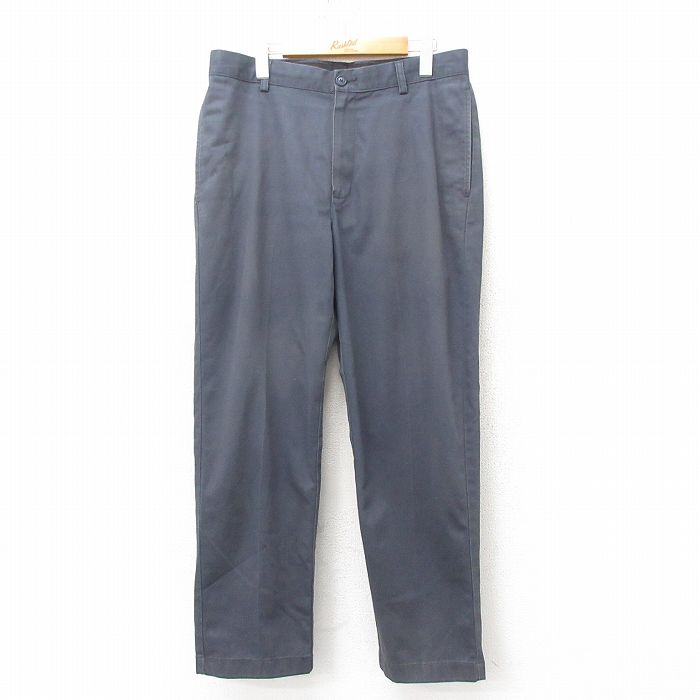 W33★古着 エルエルビーン LLBEAN パンツ メンズ コットン 濃グレー 25feb10 中古 ボトムス ロング