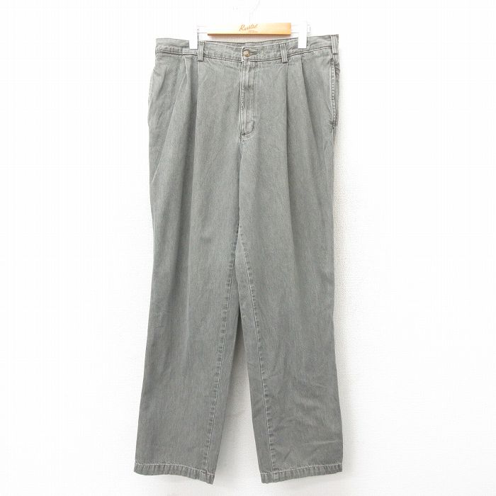 W36★古着 パンツ メンズ コットン 緑系 グリーン 25feb10 中古 ボトムス ロング