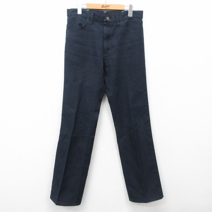 W33★古着 ラングラー Wrangler ランチャー パンツ メンズ 濃紺 ネイビー 25feb12 中古 ボトムス ロング