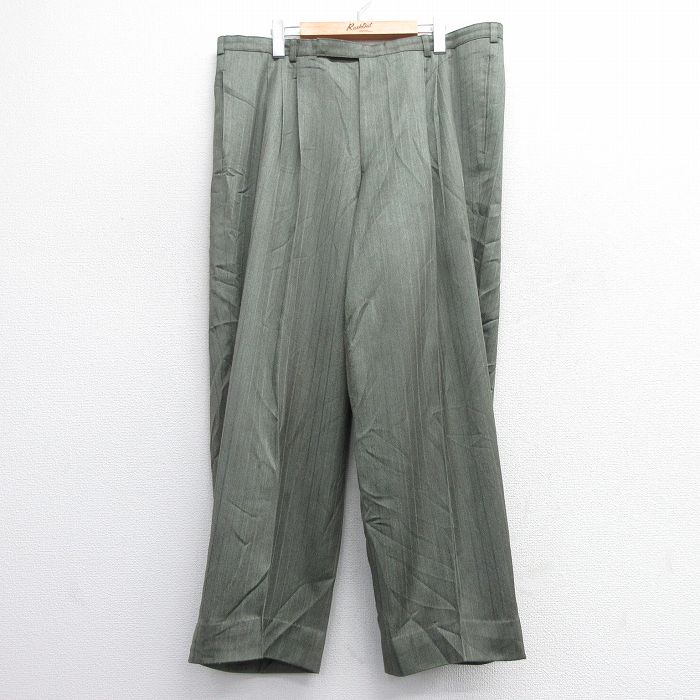 W38★古着 スラックス パンツ メンズ 90年代 90s 緑系 グリーン 25feb12 中古 ボトムス ロング