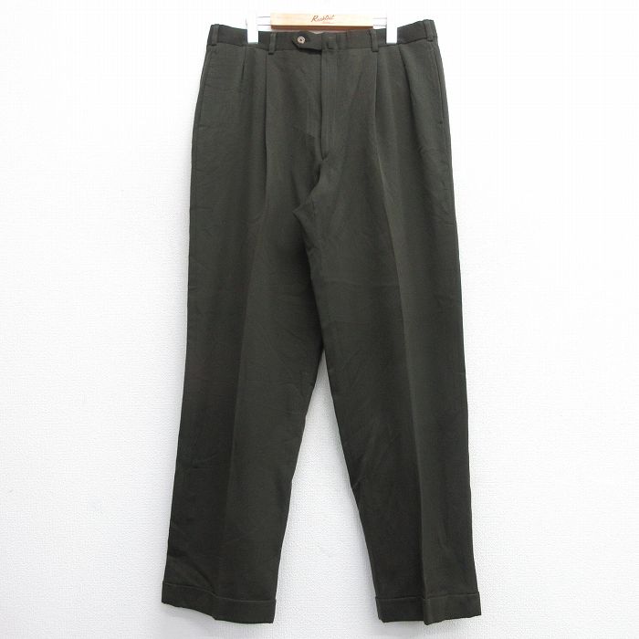 W36★古着 トミーヒルフィガー TOMMY HILFIGER ブランド スラックス パンツ メンズ 90年代 90s ウール タロン 茶 ブラウン 25feb12 中古 ボトムス ロング