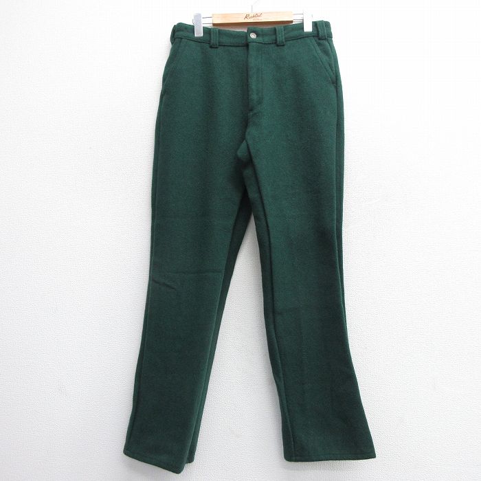 W33★古着 パンツ メンズ 00年代 00s ウール カナダ製 緑 グリーン 25feb12 中古 ボトムス ロング