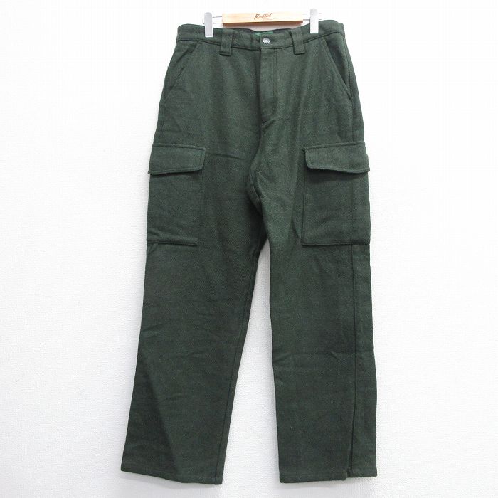 W34★古着 カベラス カーゴ パンツ メンズ 00年代 00s ウール 濃緑 グリーン 25feb12 中古 ボトムス ロング