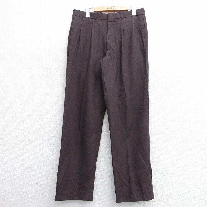 W34★古着 FARAH スラックス パンツ メンズ 90年代 90s 茶系 ブラウン 25feb12 中古 ボトムス ロング