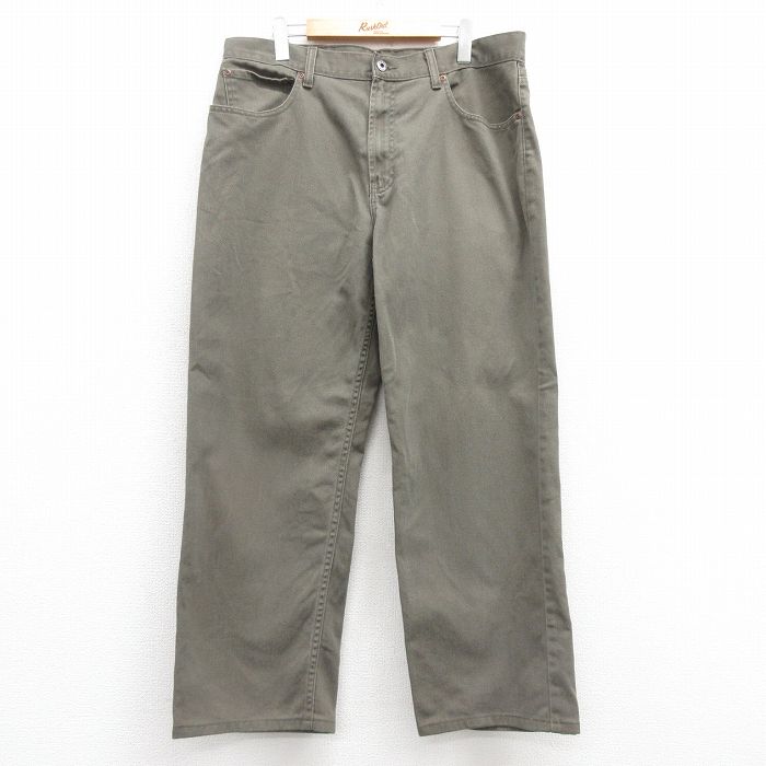 W38★古着 エルエルビーン LLBEAN ジーンズ メンズ 00年代 00s コットン 緑 グリーン デニム 25feb12 中古 ボトムス ジーパン Gパン ロング パンツ
