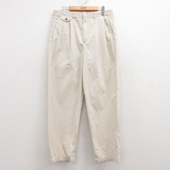 W33★古着 エディーバウアー パンツ メンズ 00年代 00s コットン 薄ベージュ カーキ 25feb13 中古 ボトムス ロング