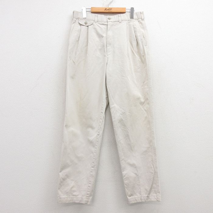 W34★古着 HAGGAR チノ パンツ チノパン メンズ コットン 薄ベージュ カーキ 25feb13 中古 ボトムス ロング