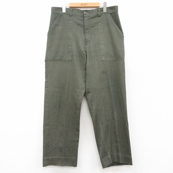 W35★古着 ベイカー パンツ メンズ 80年代 80s USA製 タロン 緑系 グリーン 25feb14 中古 ボトムス ロング