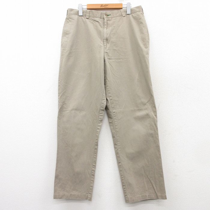W36★古着 トミーヒルフィガー TOMMY HILFIGER ブランド チノ パンツ チノパン メンズ ベージュ カーキ 25feb14 中古 ボトムス ロング