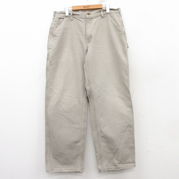 W34★古着 カーハート Carhartt ペインター パンツ メンズ 90年代 90s コットン USA製 ベージュ系 カーキ 【spe】 25feb14 中古 ボトムス ロング