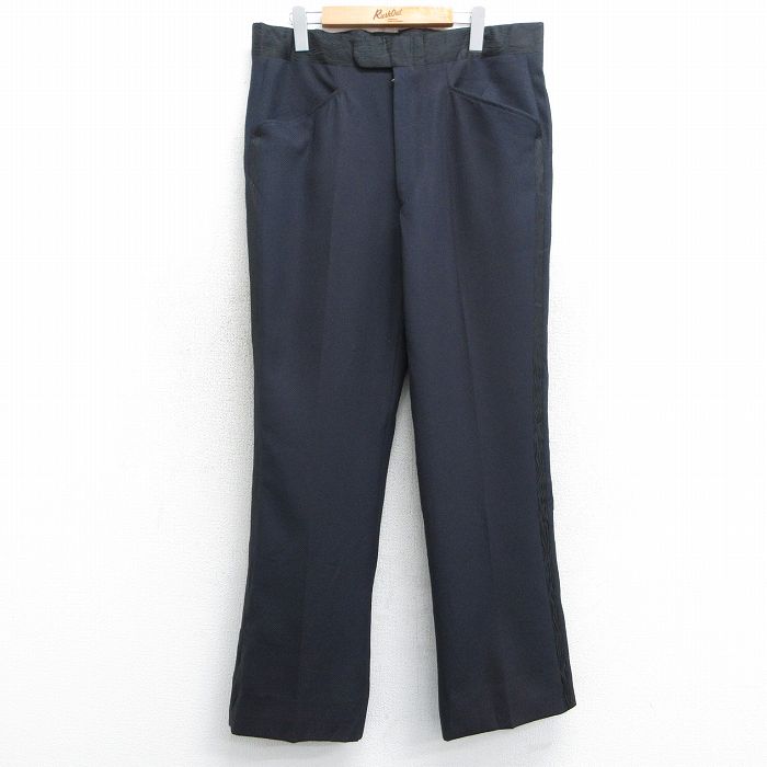 【50%OFF】W36★古着 スラックス パンツ メンズ 80年代 80s タロン 濃紺 ネイビー 25feb14 中古 ボトムス ロング