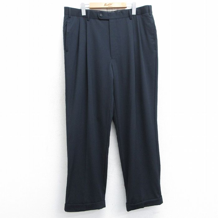 【20%OFF】W38★古着 ブルックスブラザーズ BROOKS BROTHERS ブランド スラックス パンツ メンズ 00年代 00s ウール カナダ製 濃紺 ネイビー 25feb14 中古 ボトムス ロング