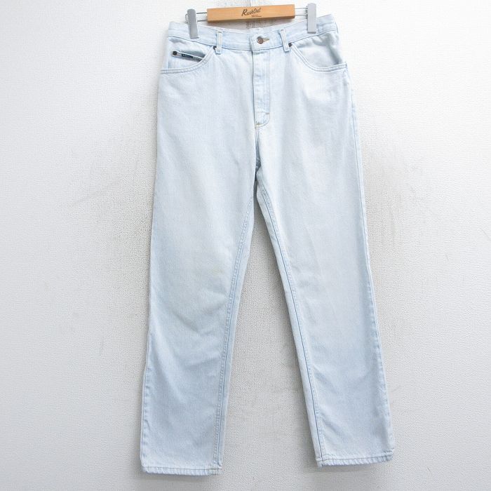 W32★古着 リー Lee ジーンズ メンズ 90年代 90s コットン USA製 薄紺 ネイビー デニム 25feb14 中古 ボトムス ジーパン Gパン ロング パンツ