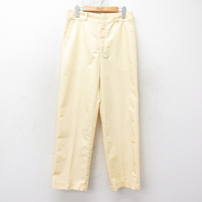 W31★古着 ディッキーズ Dickies ビンテージ パンツ メンズ 70年代 70s 薄黄 イエロー 【spe】 25feb15 中古 ボトムス ロング