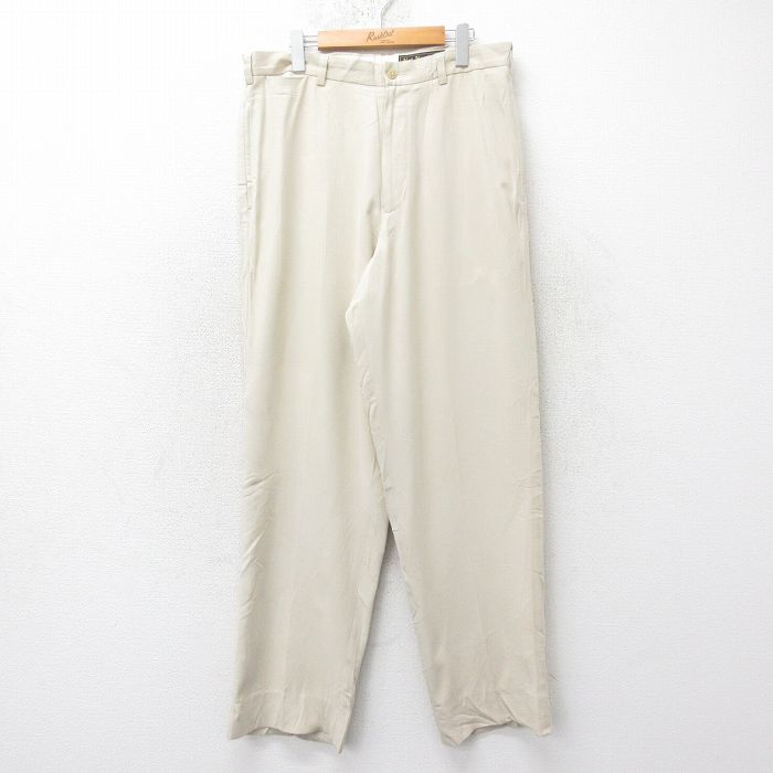 W35★古着 ナットサスト パンツ メンズ シルク ベージュ カーキ 25feb15 中古 ボトムス ロング