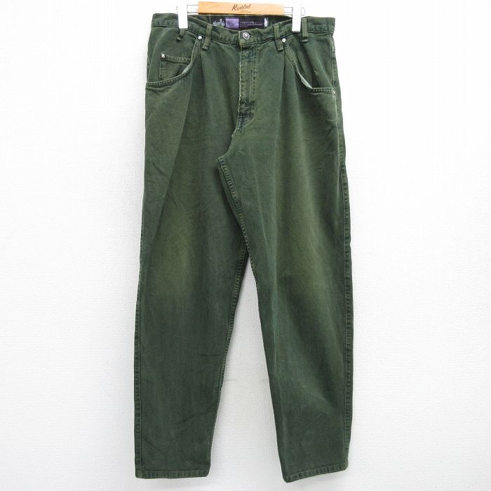 W36★古着 リーバイス Levis ジーンズ メンズ 90年代 90s シルバータブ バギー コットン USA製 緑 グリーン デニム 【spe】 25feb17 中古 ボトムス ジーパン Gパン ロング パンツ