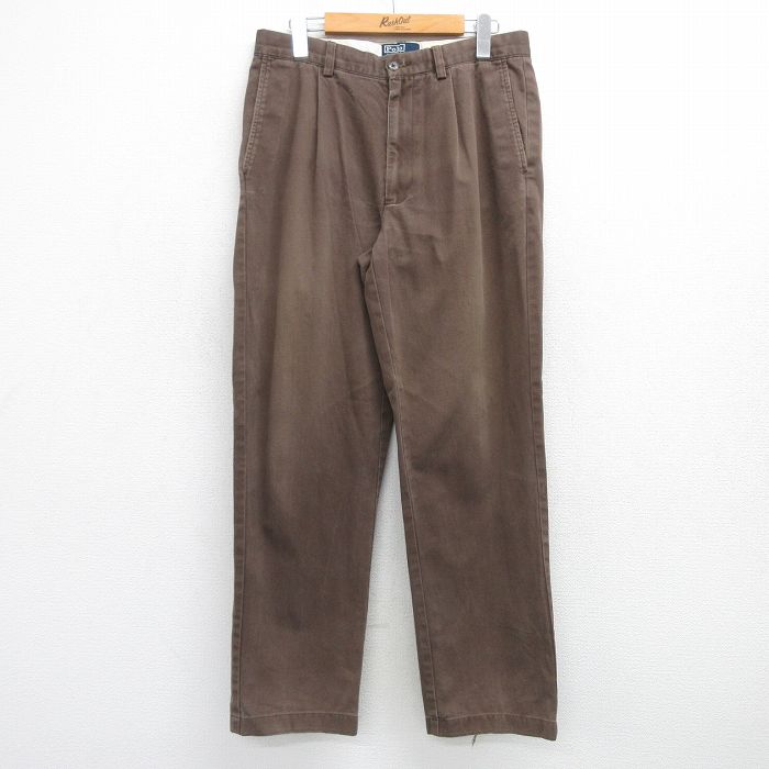 W32★古着 ラルフローレン Ralph Lauren ブランド チノ パンツ チノパン メンズ 90年代 90s 茶 ブラウン 25feb17 中古 ボトムス ロング