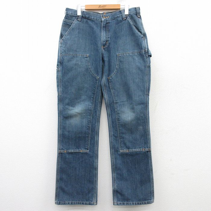 W35★古着 カーハート Carhartt ペインター パンツ メンズ ダブルニー 紺 ネイビー デニム 【spe】 25feb17 中古 ボトムス ロング