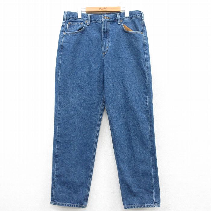【50%OFF】W37★古着 カーハート Carhartt ジーンズ メンズ コットン 紺 ネイビー デニム 25feb17 中古 ボトムス ジーパン Gパン ロング パンツ