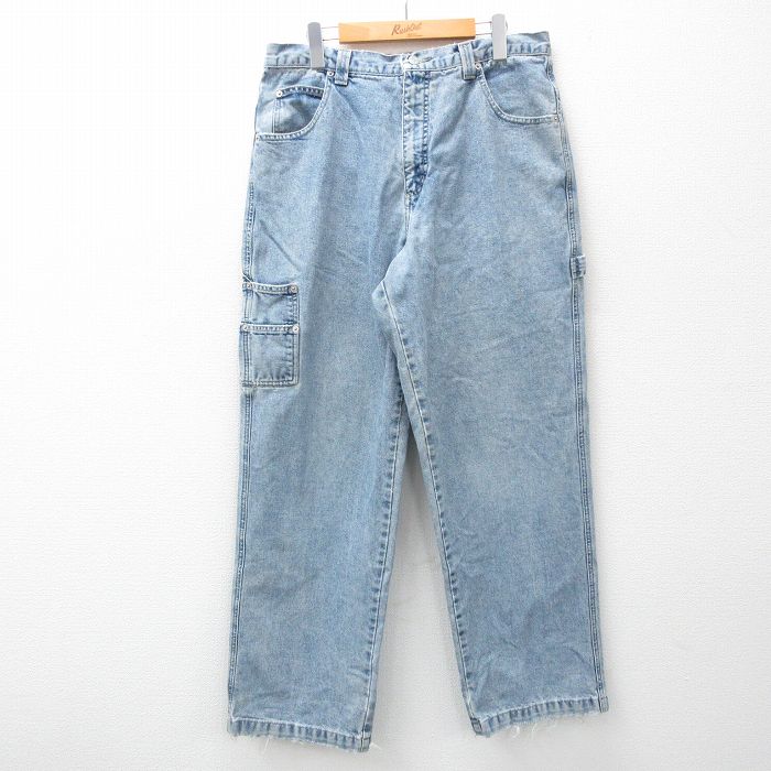 W35★古着 ゲス GUESS ペインター パンツ メンズ 00年代 00s コットン 紺 ネイビー デニム 25feb18 中古 ボトムス ロング