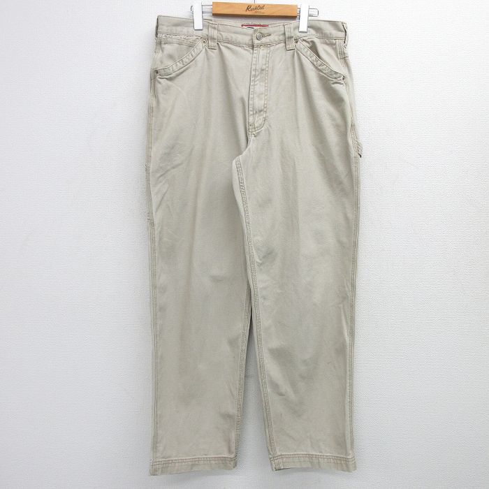W36★古着 オールドネイビー OLD NAVY ペインター パンツ メンズ 00年代 00s コットン ベージュ カーキ 25feb19 中古 ボトムス ロング