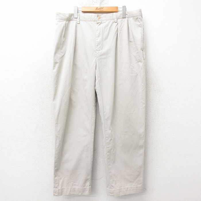 W39★古着 ラルフローレン Ralph Lauren ブランド チノ パンツ チノパン メンズ 90年代 90s ワンポイントロゴ ETHAN コットン 薄ベージュ カーキ 25feb19 中古 ボトムス ロング